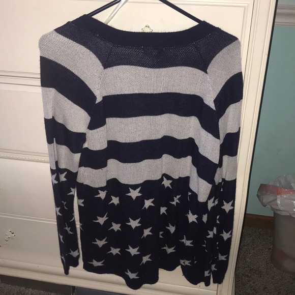 Navy Blue/White Striped and Starred Cardigan - Picture 2 of 2